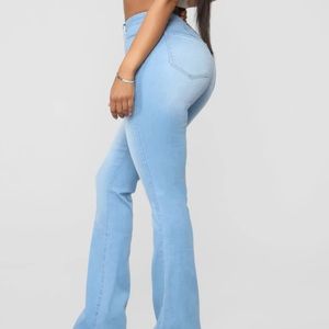 Fashion Nova Jodie high rise flare Jean light blue